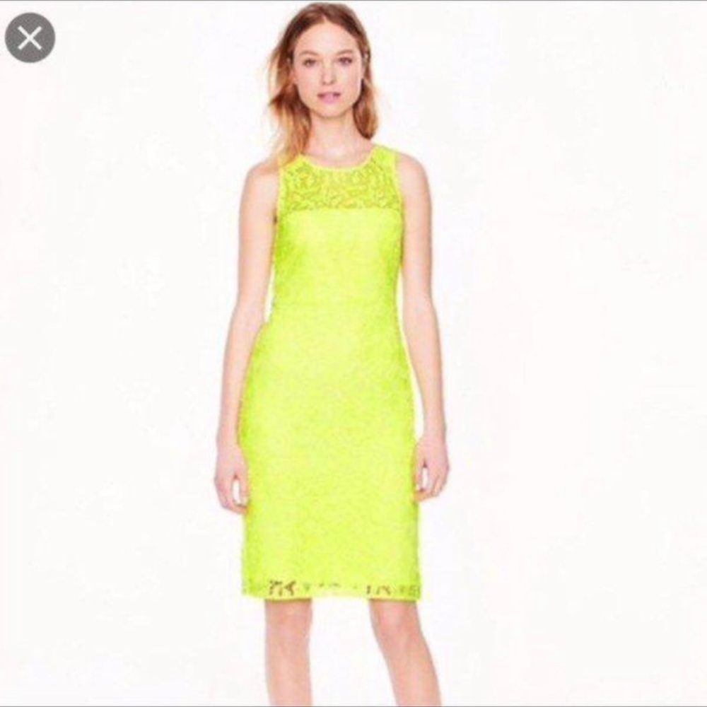 NWT J Crew Lace Neon Yellow Dress